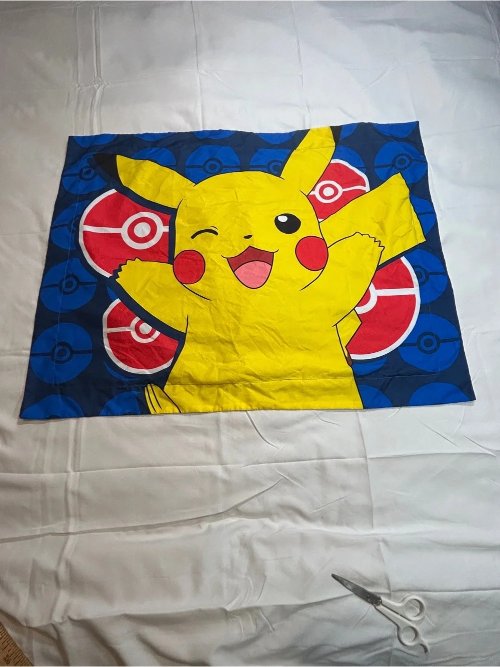 Pokémon Pikachu Pillowcase Set 2 Pillowcases + 1 Sham Blue Yellow Poké Ball